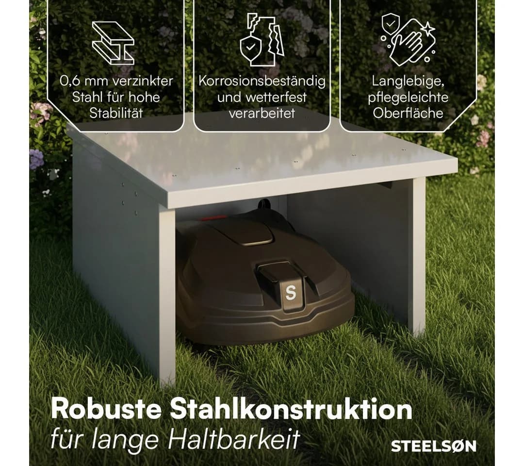 STEELSØN Mähroboter-Garage Drakon Silber Pultdach - Bild 5
