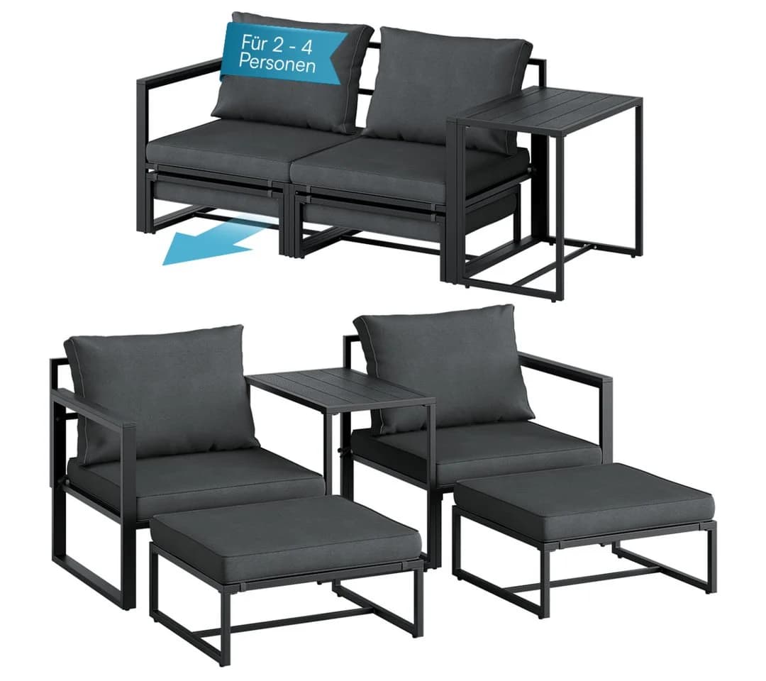 STEELSØN Sitzgruppe Asteri, Metall, 5-teilig, Schwarz - Bild 2