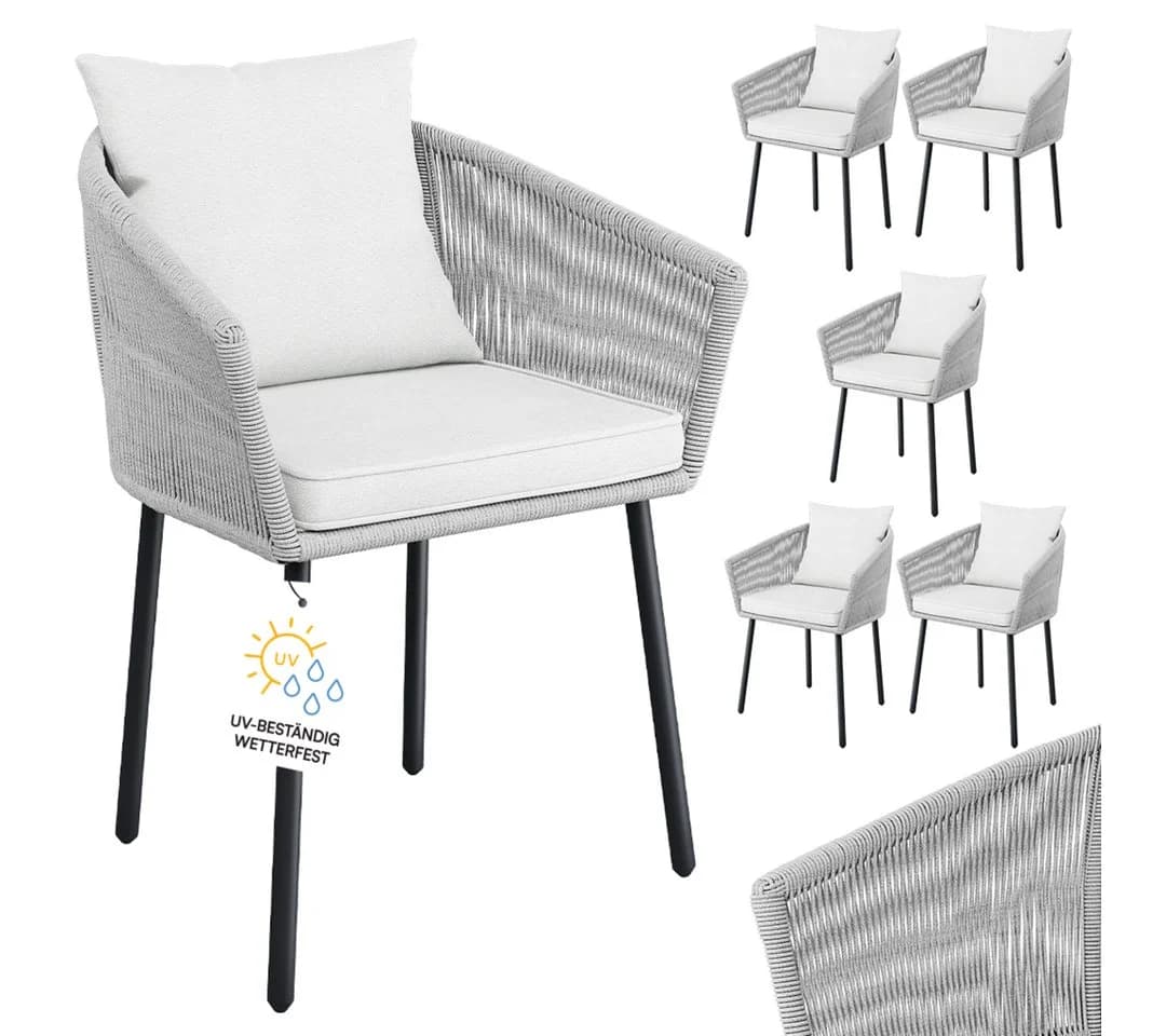 STEELSØN Gartenstuhl Nair 6er Set hellgrau mit Kissen - Bild 2