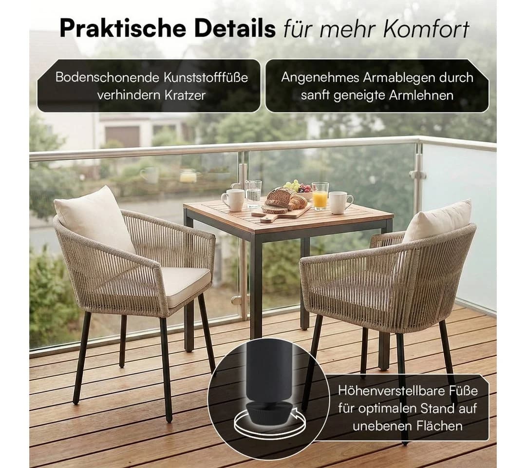 STEELSØN Gartenstuhl Nair 6er Set Beige Poly Rattan - Bild 4