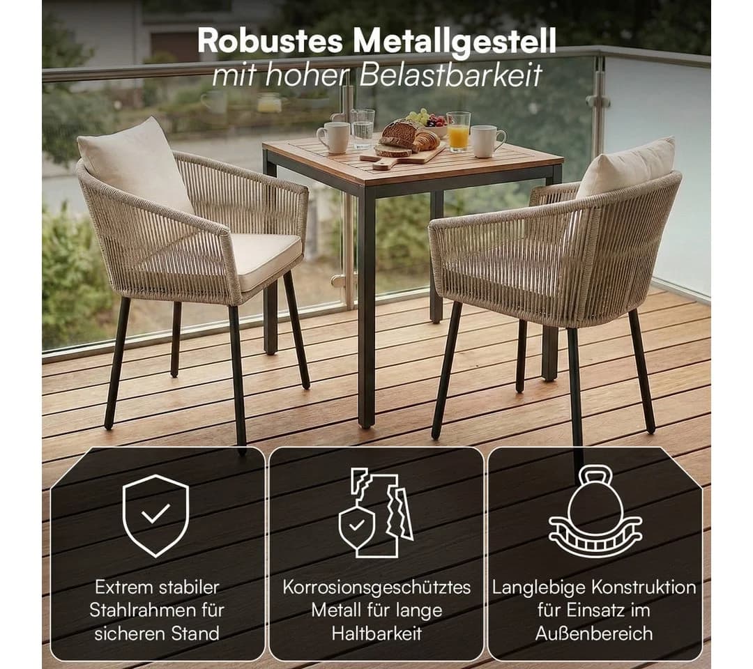 STEELSØN Gartenstuhl Nair 6er Set Beige Poly Rattan - Bild 5