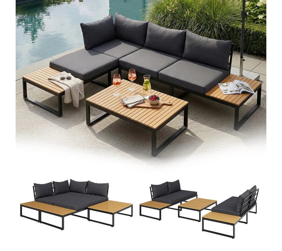 STEELSØN Gartenlounge-Set Zandra Akazienholz Schwarz - Bild 2