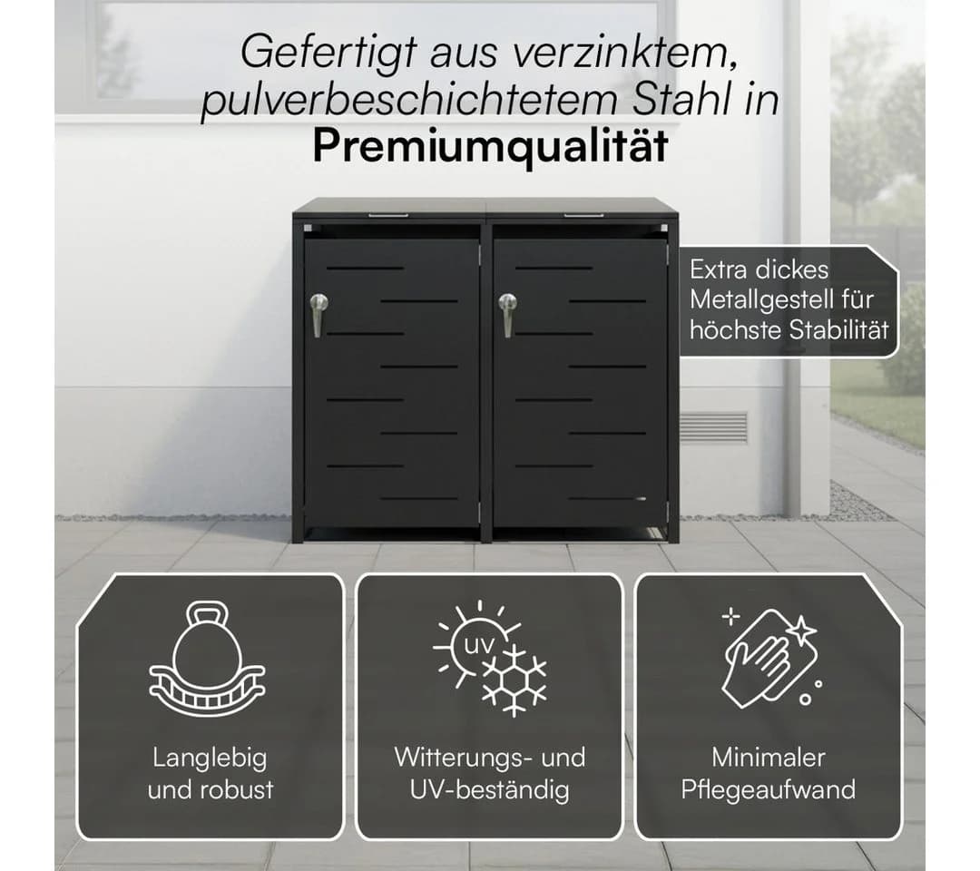 STEELSØN Mülltonnenbox Diorus 120L Graphitschwarz 2 Türen - Bild 5