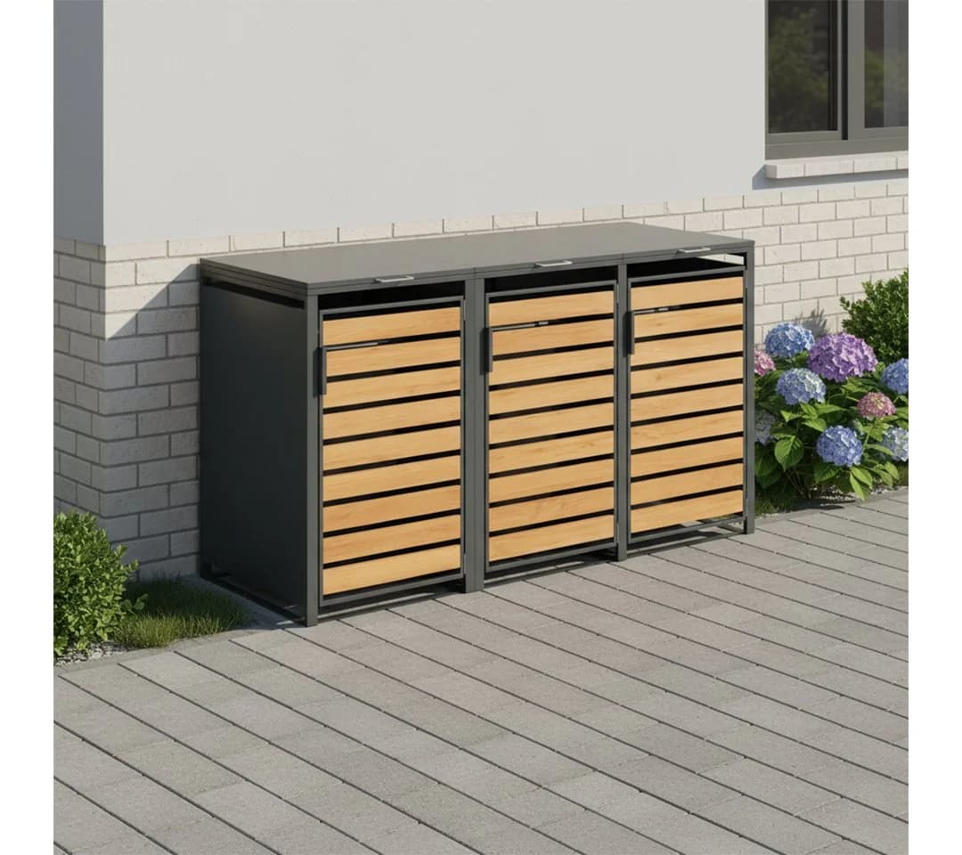 STEELSØN Mülltonnenbox Kestra 240L Holzoptik
