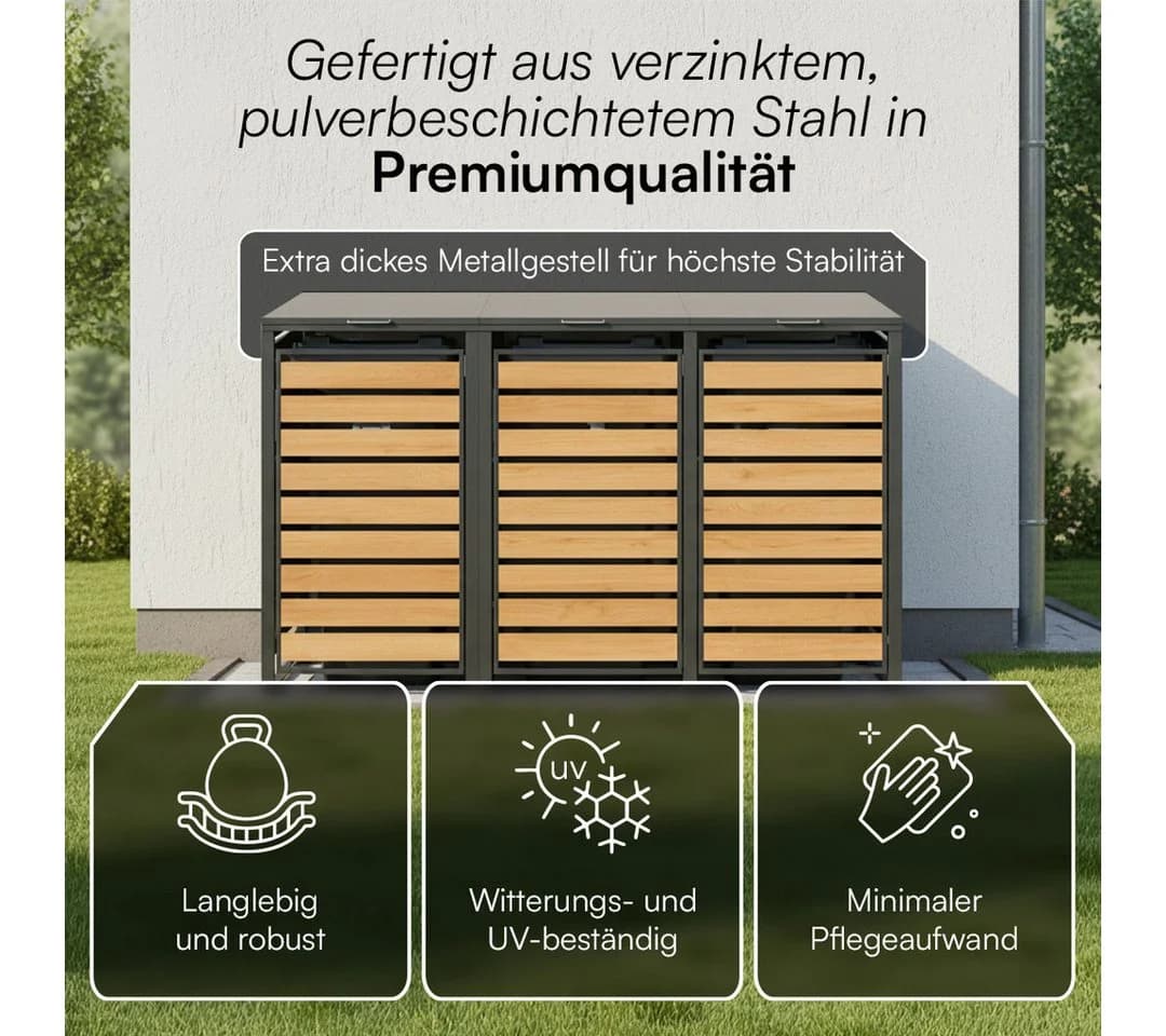 STEELSØN Mülltonnenbox Kestra 240L Holzoptik - Bild 5