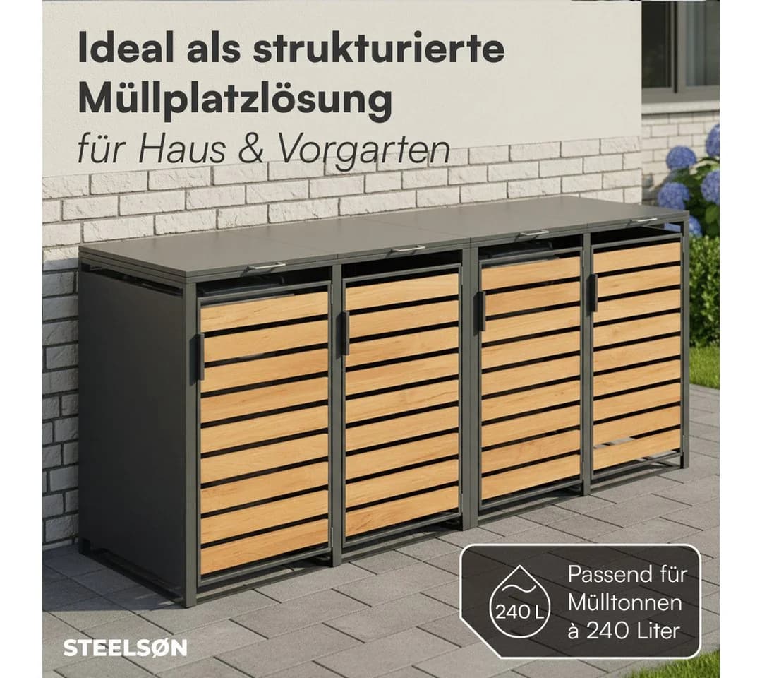 STEELSØN Mülltonnenbox Kestra 240L Holzoptik - Bild 3