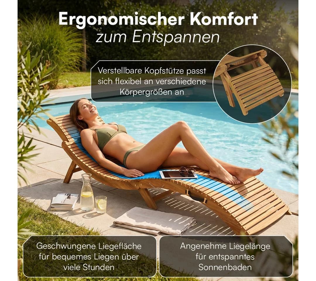 STEELSØN Gartenliege Ophira Akazienholz Klappbar - Bild 3
