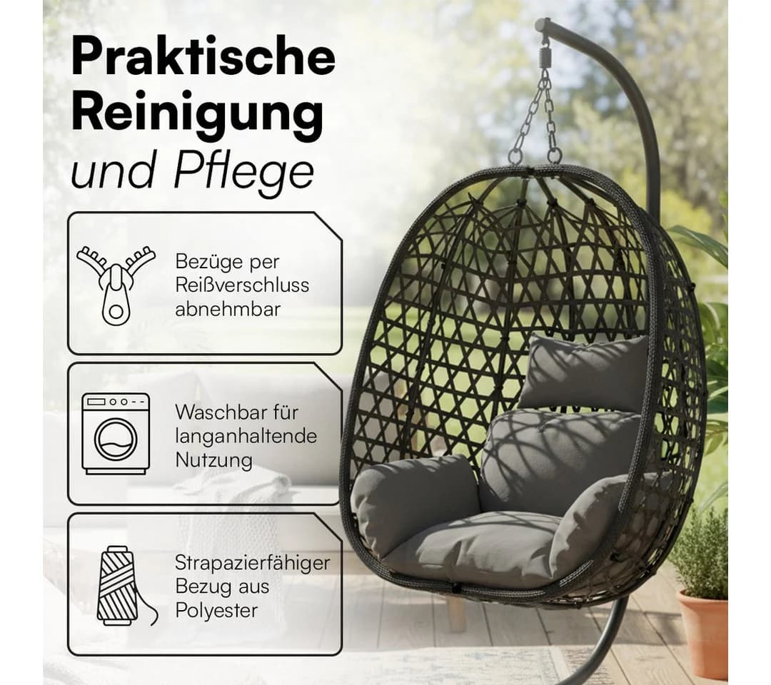 STEELSØN Hängesessel Sarin mit Sitzkissen Grau - Bild 4