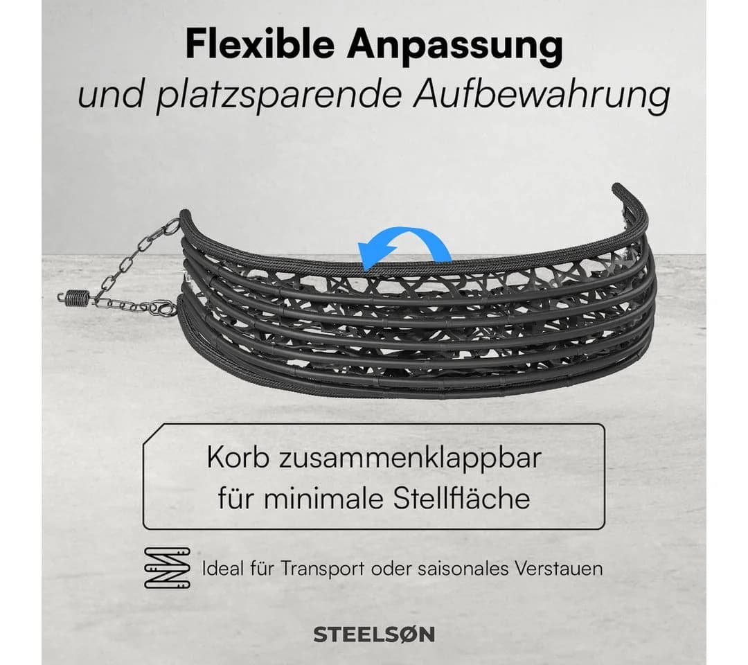 STEELSØN Hängesessel Sarin mit Sitzkissen Grau - Bild 5