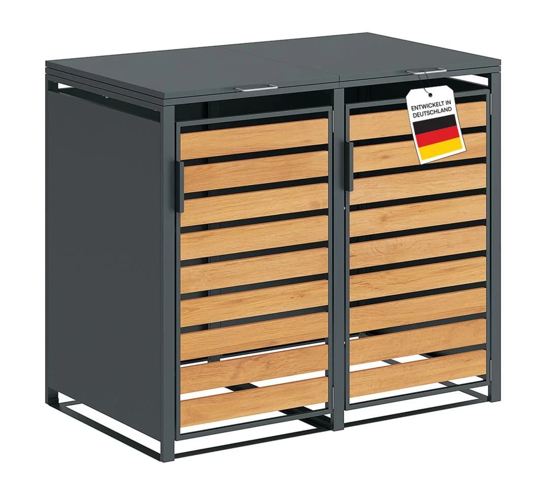 STEELSØN Mülltonnenbox Kestra 120L Holzoptik Stahl - Bild 2