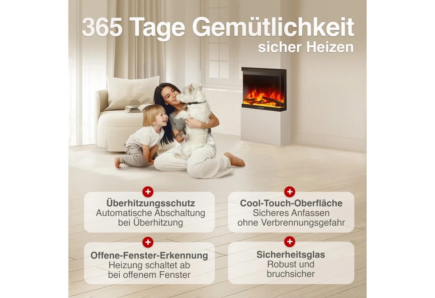 KAMINIO Elektrokamin LEA 3in1 Kamin Stand Wand Einbaukamin Panoramaview - Bild 5