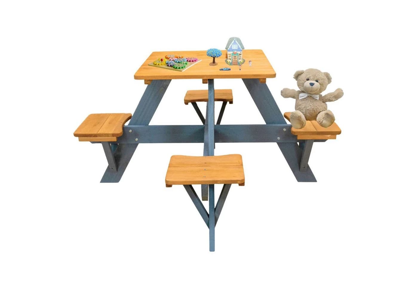 Coemo Garten-Kindersitzgruppe ROMY Braun Holz Picknicktisch 4 Sitze - Bild 3