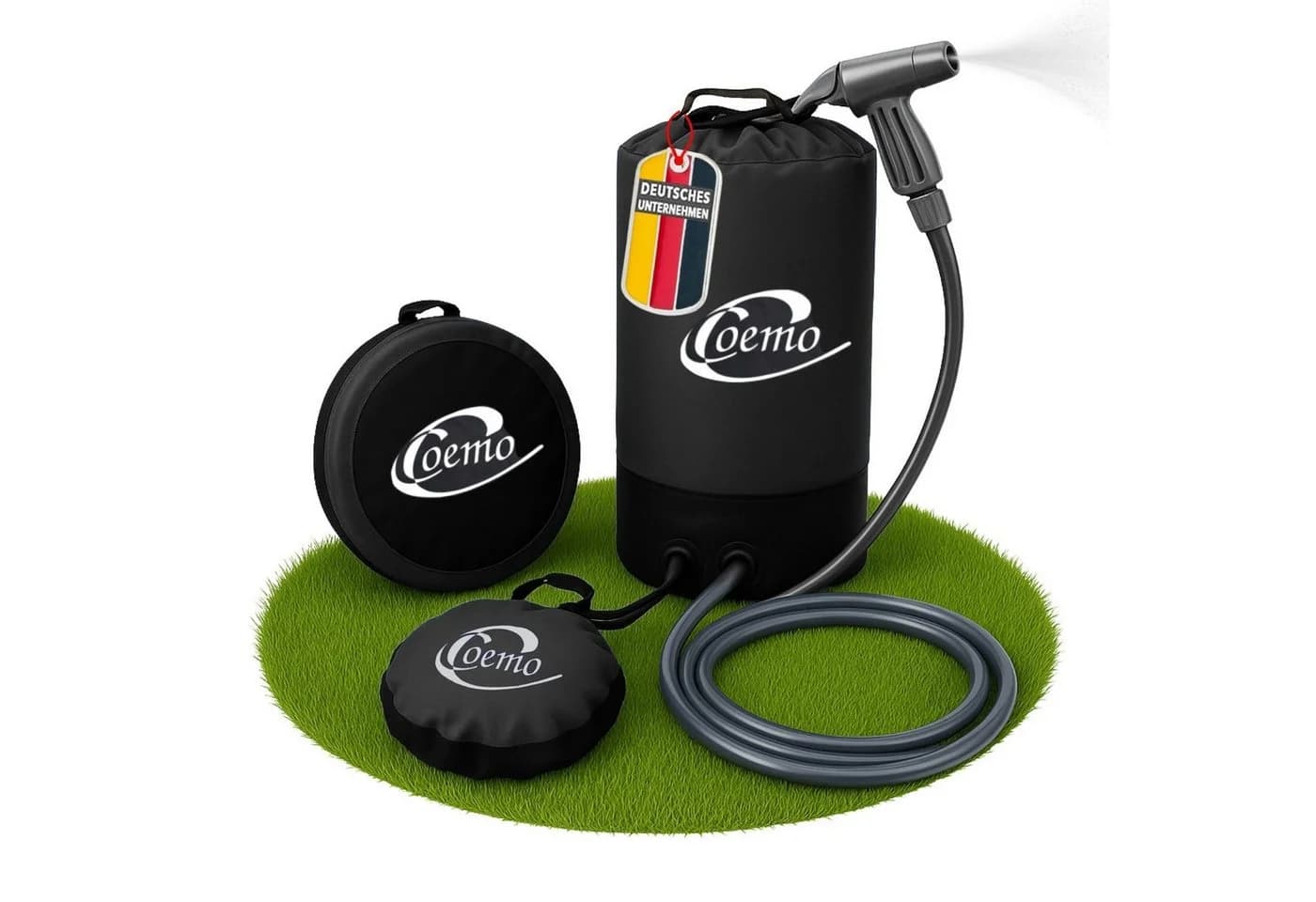 Coemo Gartendusche Schwarz Solardusche mit Fußpumpe 11 l tragbar - Bild 2