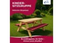 Coemo Garten-Kindersitzgruppe aus Massivholz mit roten Kissen Bild 1