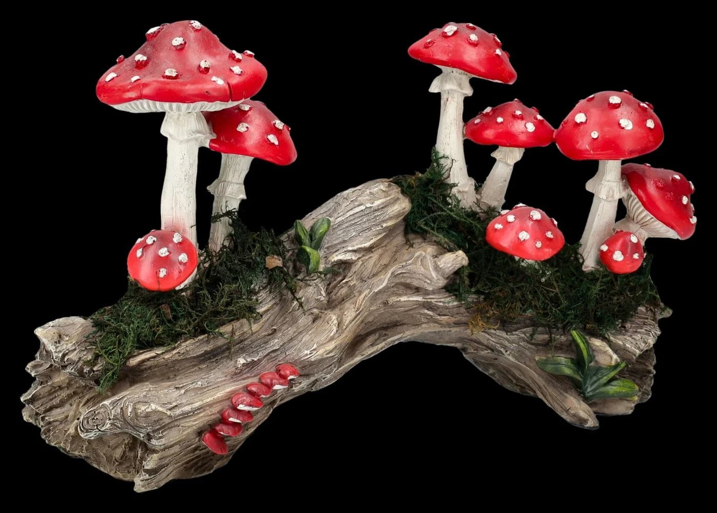Figuren Shop GmbH Gartenfigur Fliegenpilze auf Baumstamm 23 cm