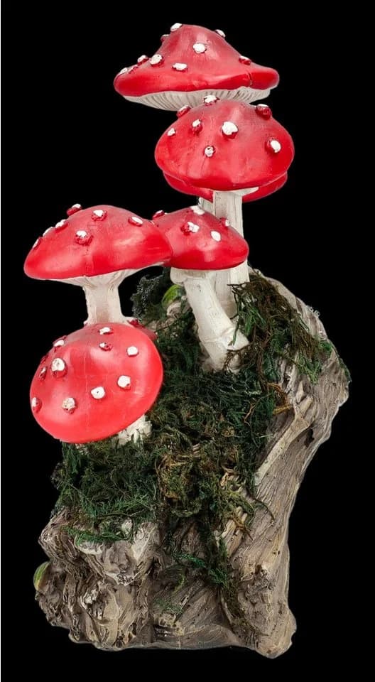 Figuren Shop GmbH Gartenfigur Fliegenpilze auf Baumstamm 23 cm - Bild 4