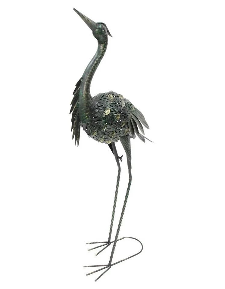 Dekoleidenschaft Gartenfigur Reiher Metall 90 cm Schwarz Grün Gold - Bild 2
