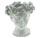 Dekoleidenschaft Blumentopf Büste "Rosenkrone" Grau Polyresin Bild 2