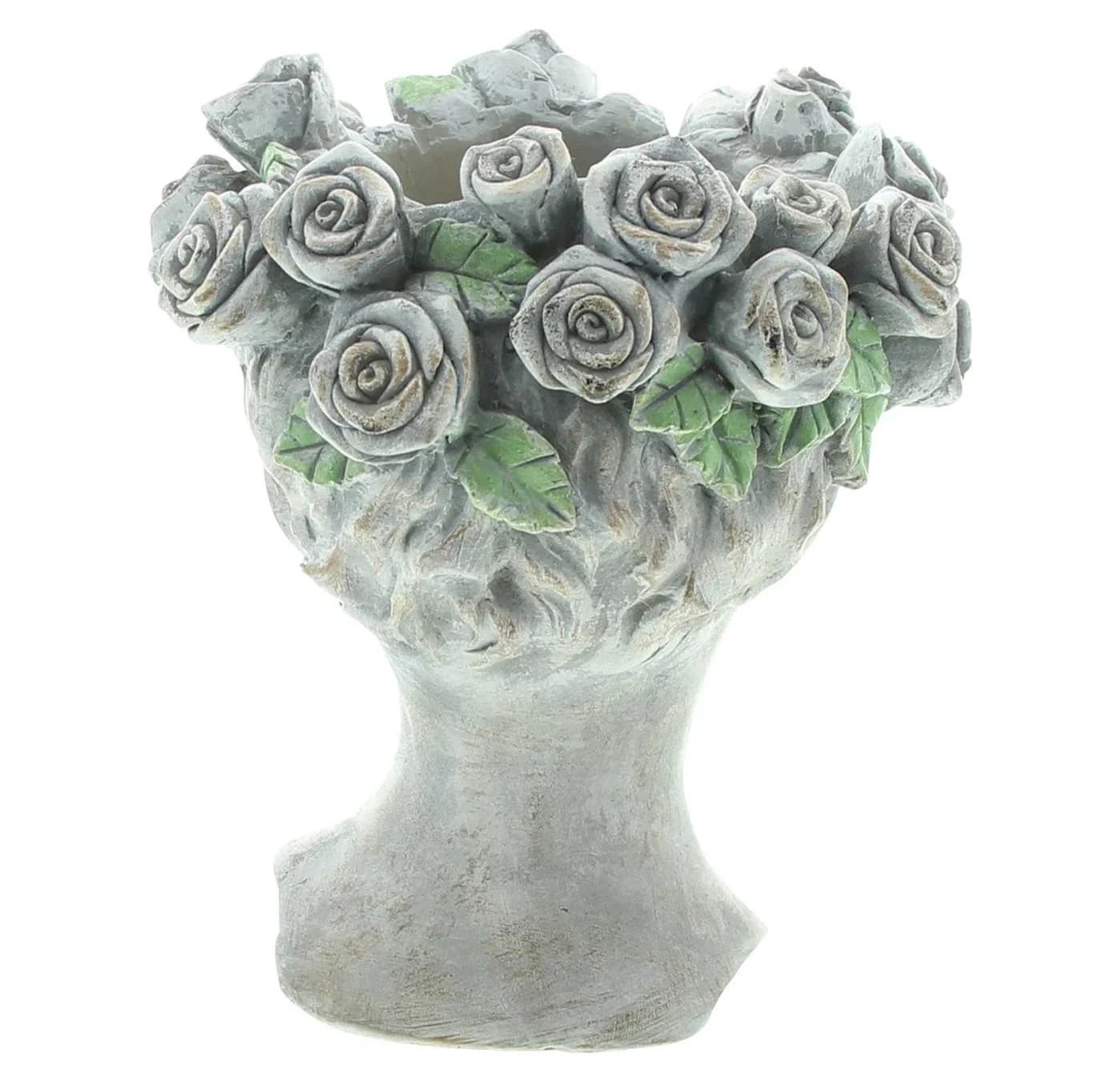 Dekoleidenschaft Blumentopf Büste "Rosenkrone" Grau Polyresin - Bild 4