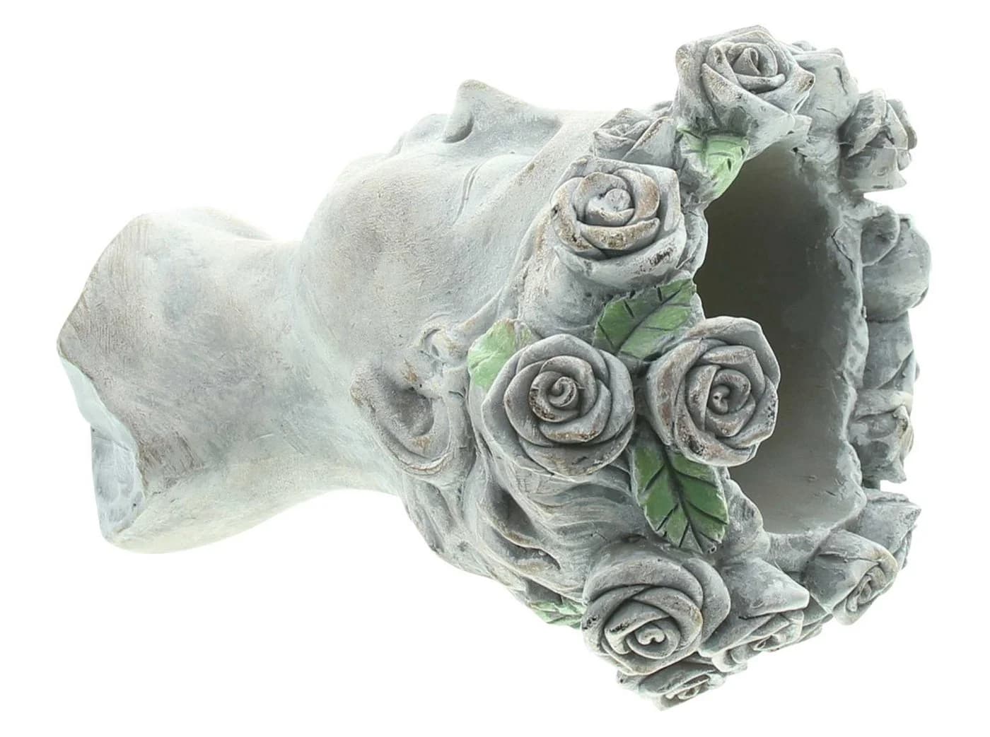 Dekoleidenschaft Blumentopf Büste "Rosenkrone" Grau Polyresin - Bild 5