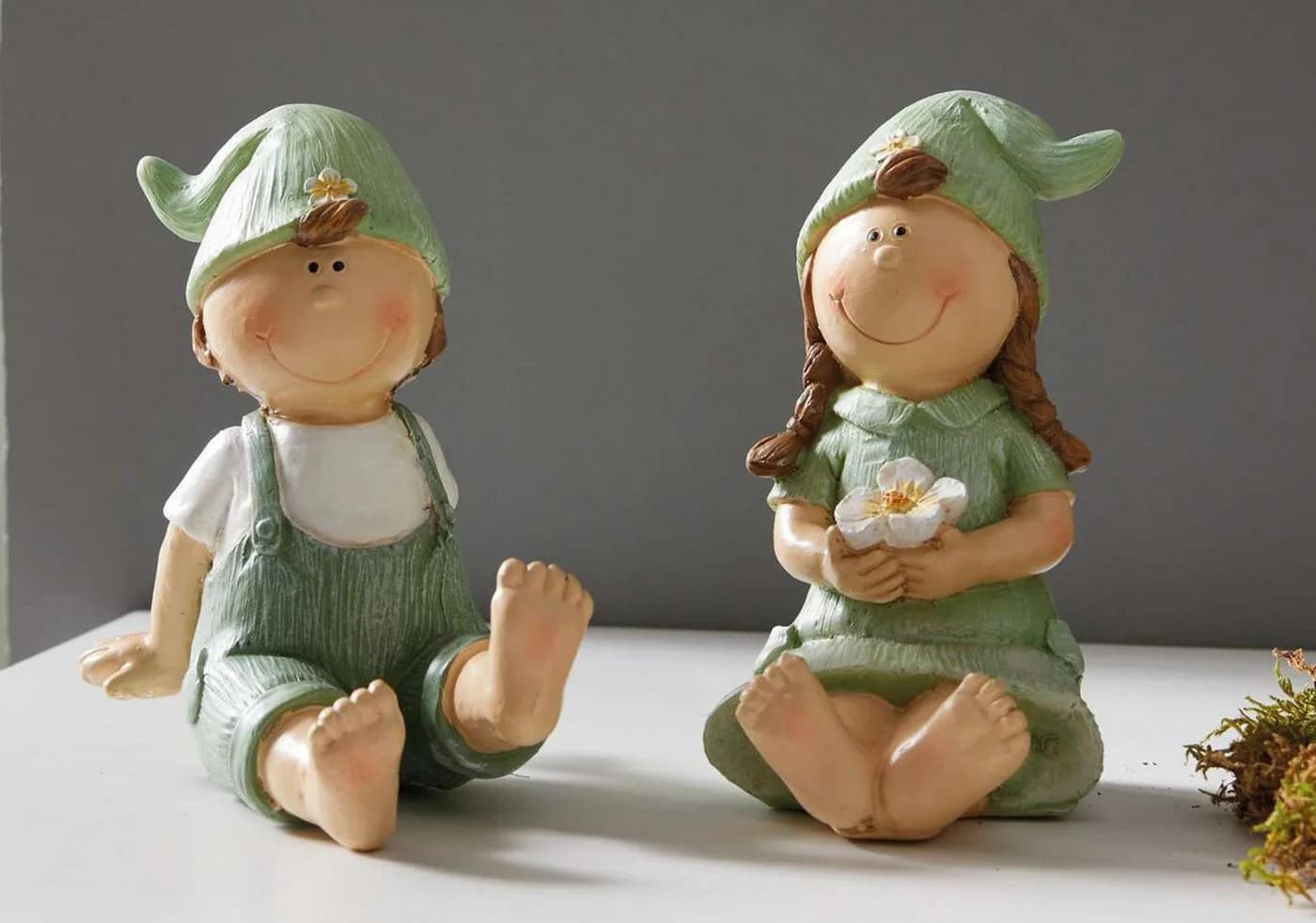 Dekoleidenschaft Dekofigur Frühling Set 2 St. Polyresin Grün