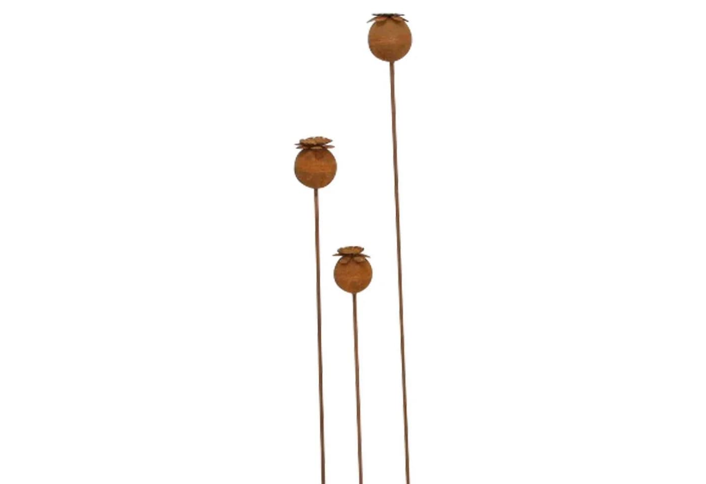 Gartenstecker Mohn 3er Set Metall Rostfinish 60-100cm - Bild 3
