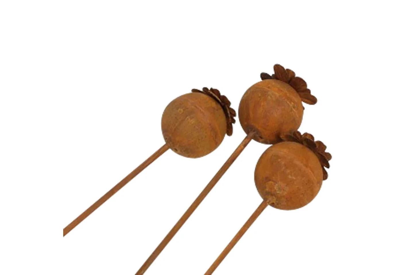 Gartenstecker Mohn 3er Set Metall Rostfinish 60-100cm - Bild 5