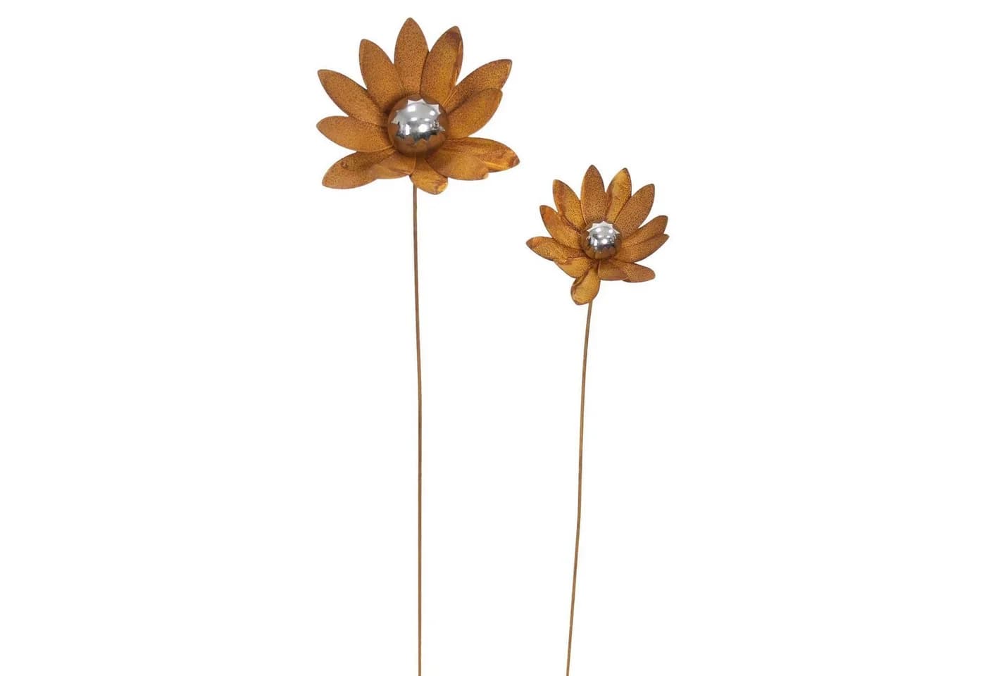 Dekoleidenschaft Gartenstecker Blume Metall Rost Finish Silber 2er Set - Bild 2