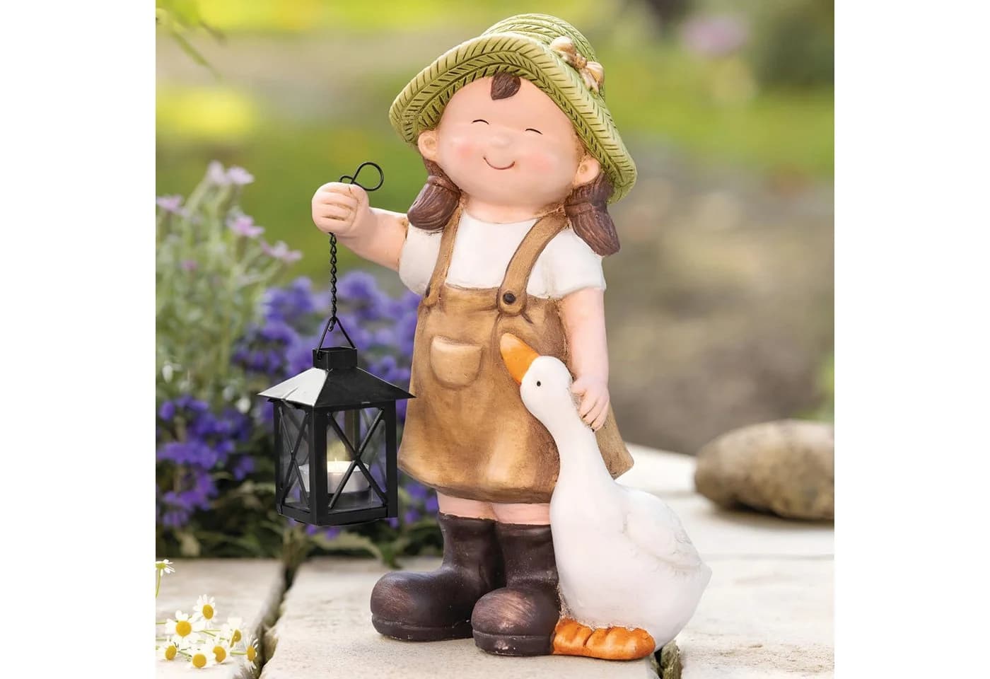 Dekoleidenschaft Dekofigur Mädchen mit Laterne Outdoor Gartendeko