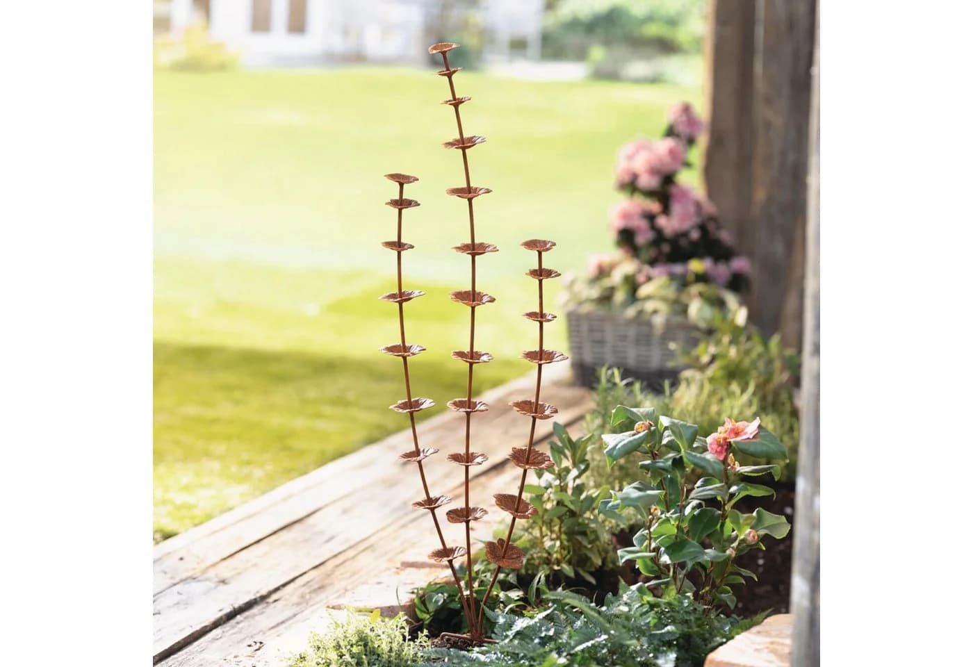 Dekoleidenschaft Gartenstecker Rostblume Metall Braun