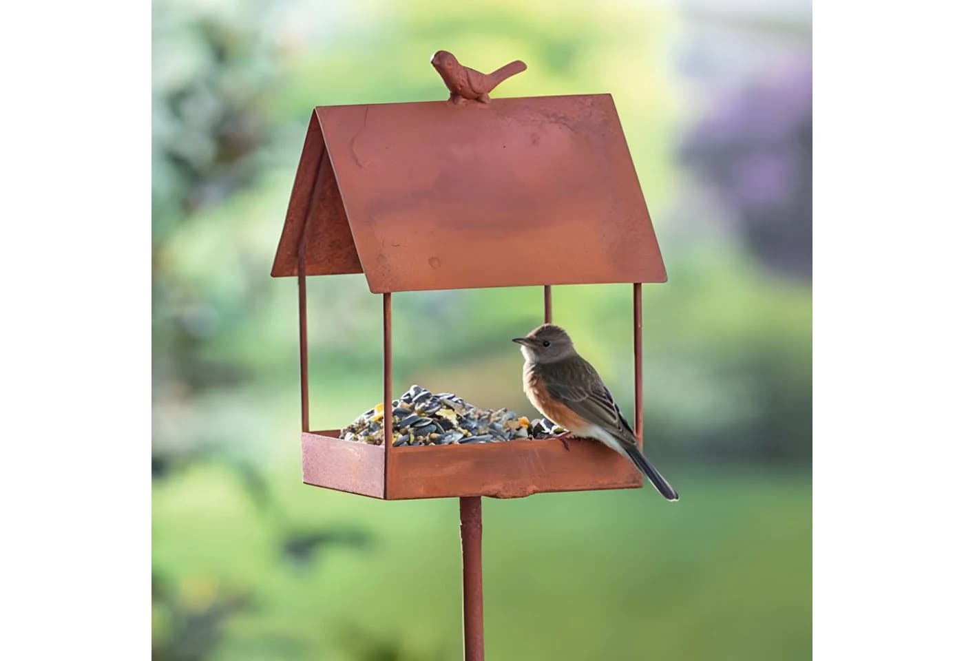 Dekoleidenschaft Gartenstecker Vogelhaus Metall Braun Edelrost