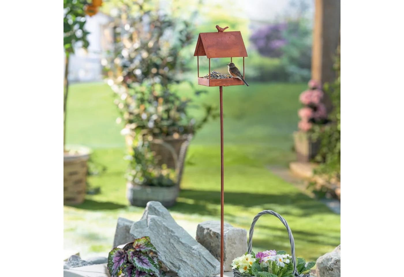 Dekoleidenschaft Gartenstecker Vogelhaus Metall Braun Edelrost - Bild 3
