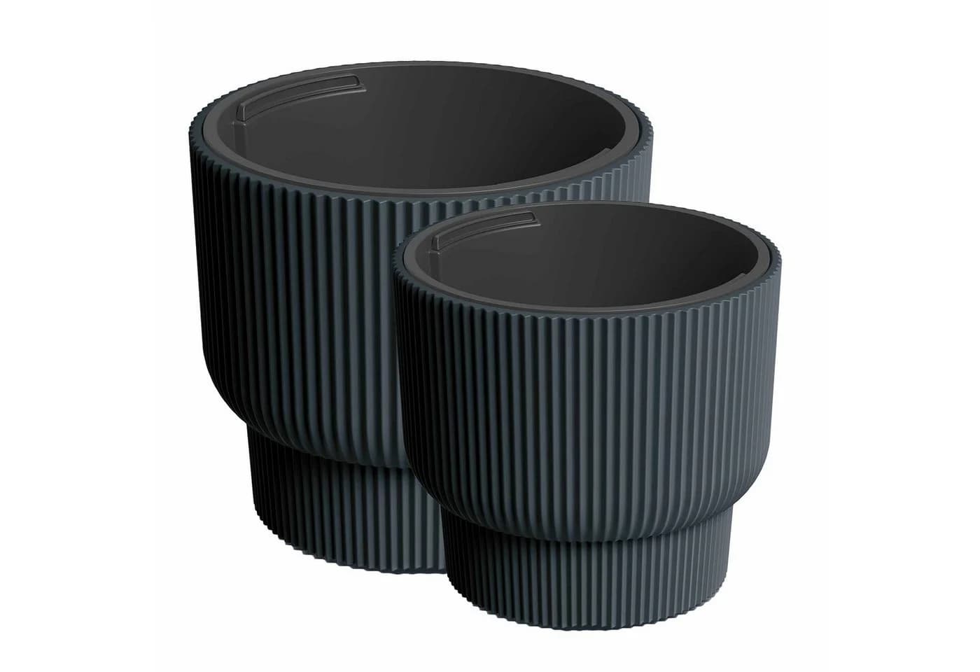 VidaAtHome.de Blumentopf Design-Pflanzgefäße-Set ULEY (2er Set) Anthrazit - Bild 2