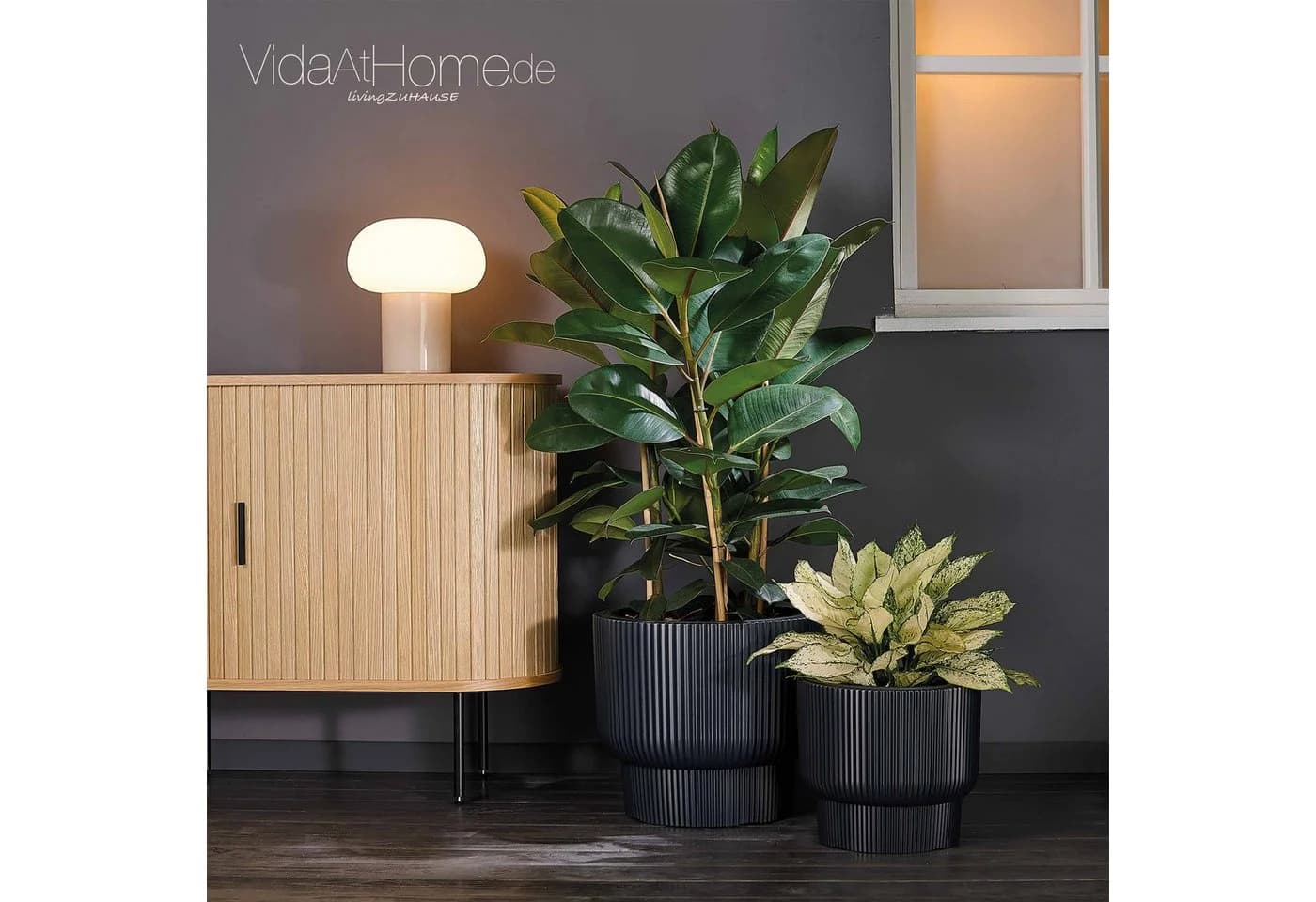VidaAtHome.de Blumentopf Design-Pflanzgefäße-Set ULEY (2er Set) Anthrazit - Bild 5