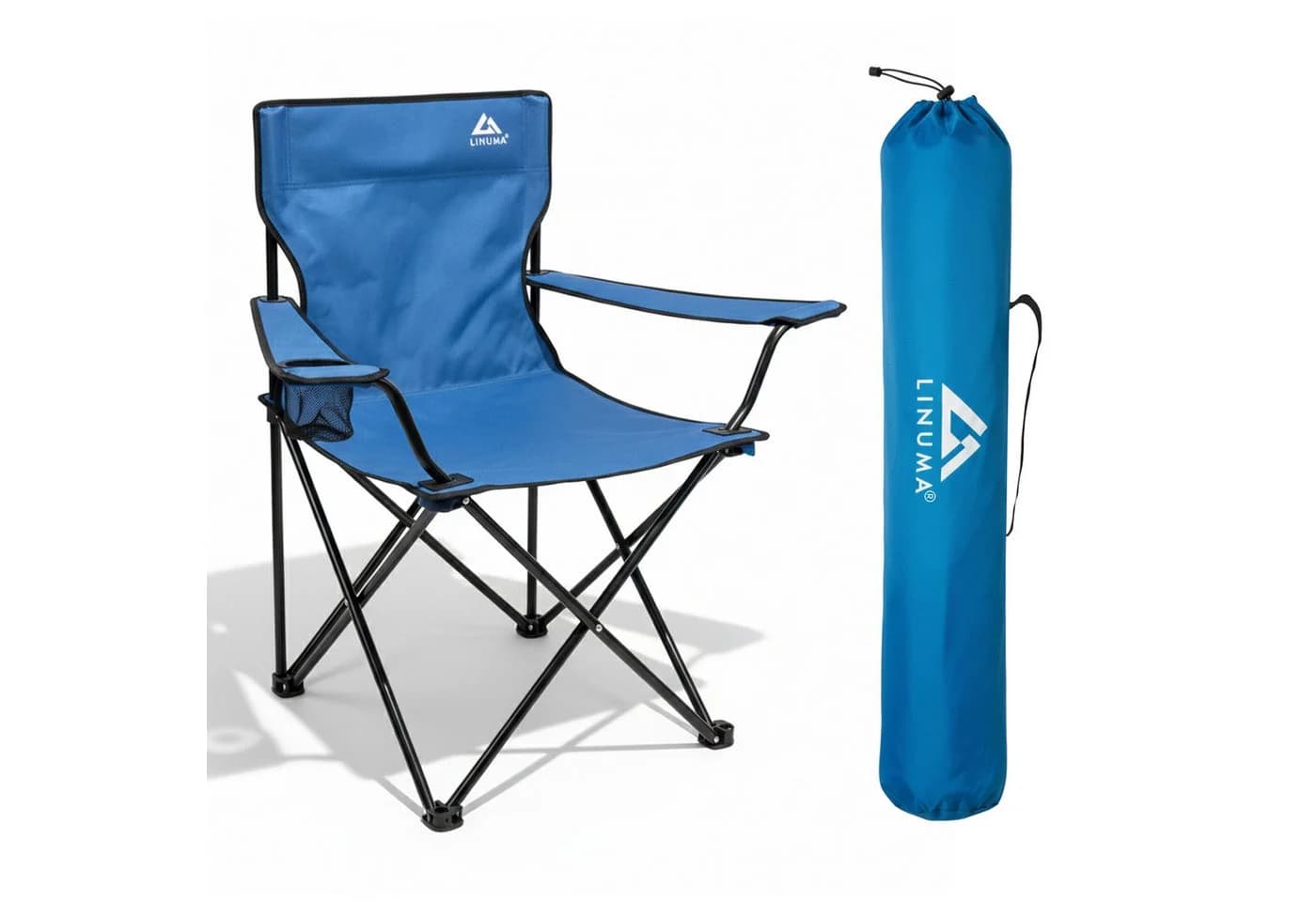 LINUMA Campingstuhl faltbar mit XL-Getränkehalter schwarz - Bild 2