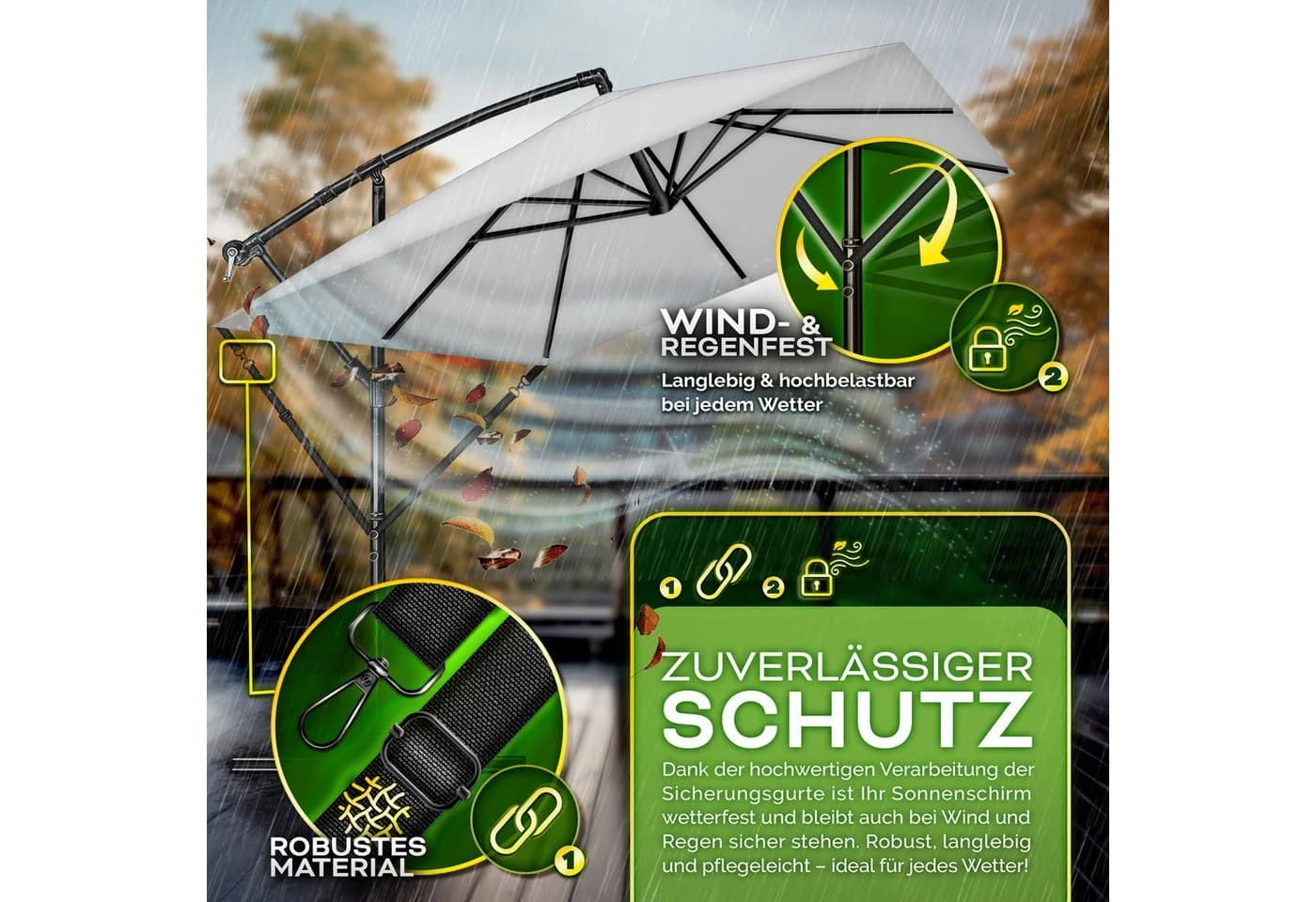 tillvex Windsicherung für Sonnenschirm bis 400 cm - 5-tlg. Set Schwarz - Bild 4