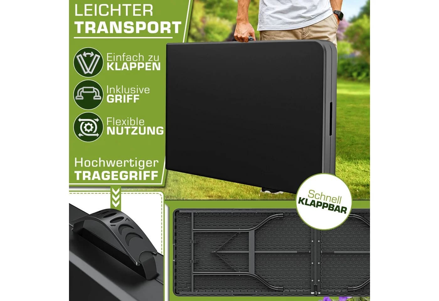 tillvex Gartentisch Klapptisch 180 cm - Bild 3