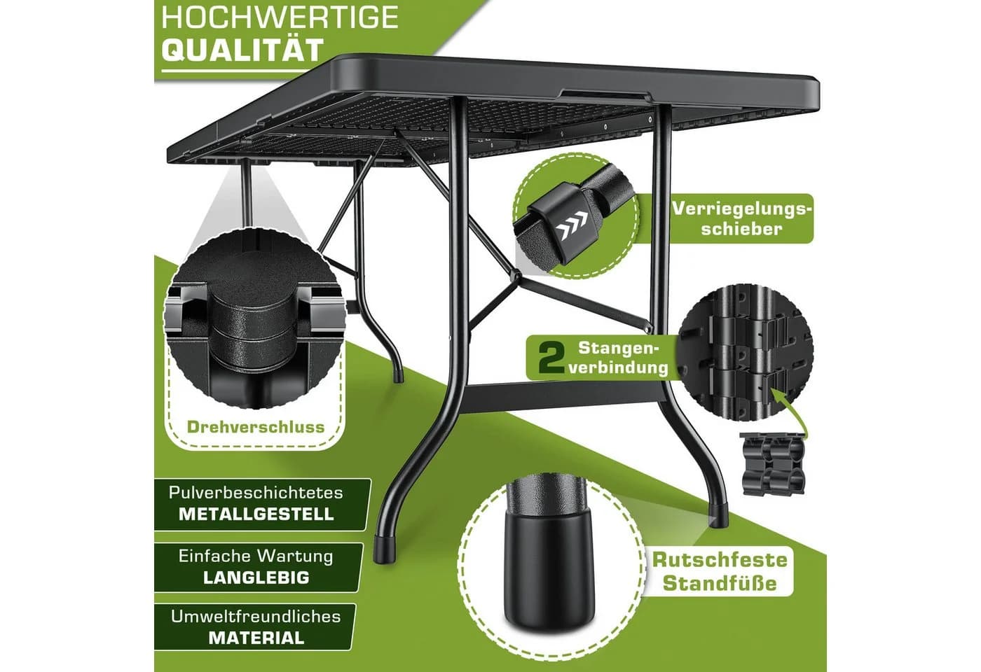tillvex Gartentisch Klapptisch 180 cm - Bild 4