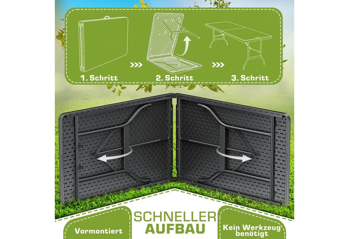 tillvex Gartentisch Klapptisch 180 cm - Bild 5