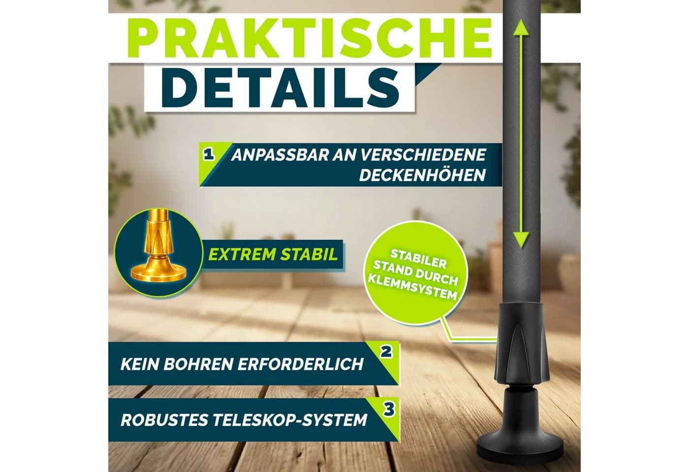 tillvex Klemmmarkise Grau Senkrechtmarkise Balkon ohne Bohren