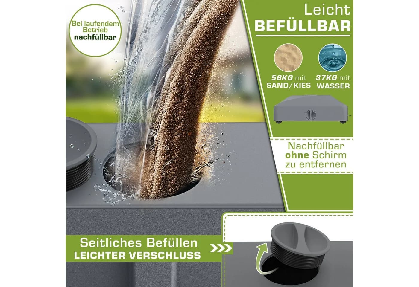 tillvex Sonnenschirmständer GRAVIA mit Rollen Anthrazit - Bild 3