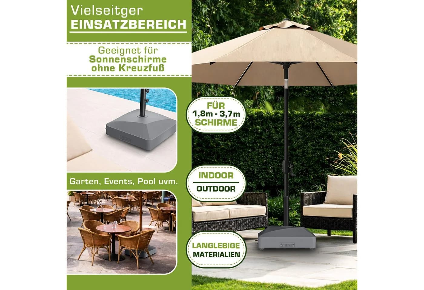 tillvex Sonnenschirmständer GRAVIA mit Rollen Anthrazit - Bild 5