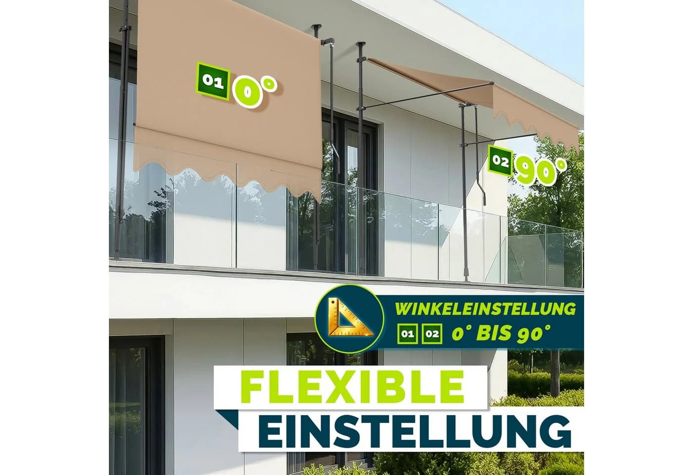 tillvex Klemmmarkise Taupe mit Handkurbel