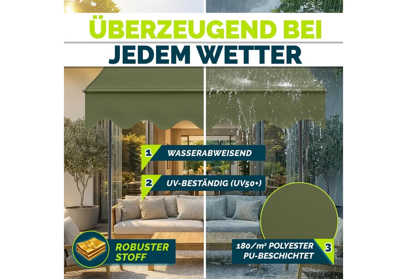 tillvex Klemmmarkise Balkonmarkise mit Handkurbel - Bild 4