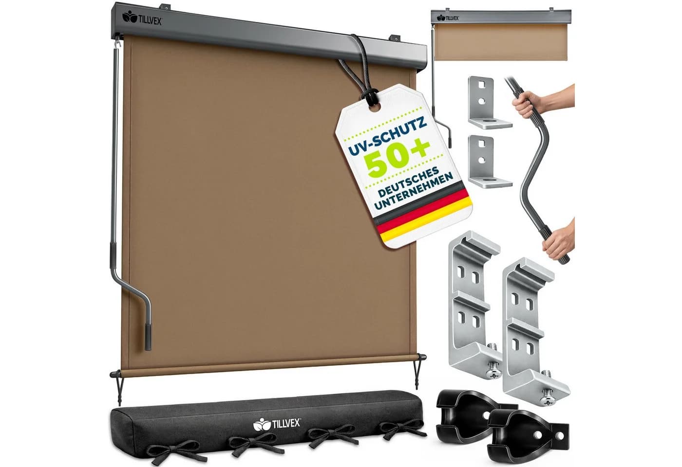 tillvex Senkrechtmarkise Taupe Sichtschutz für Balkon - Bild 2