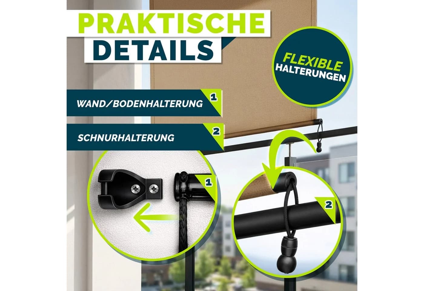 tillvex Senkrechtmarkise Taupe Sichtschutz für Balkon - Bild 3