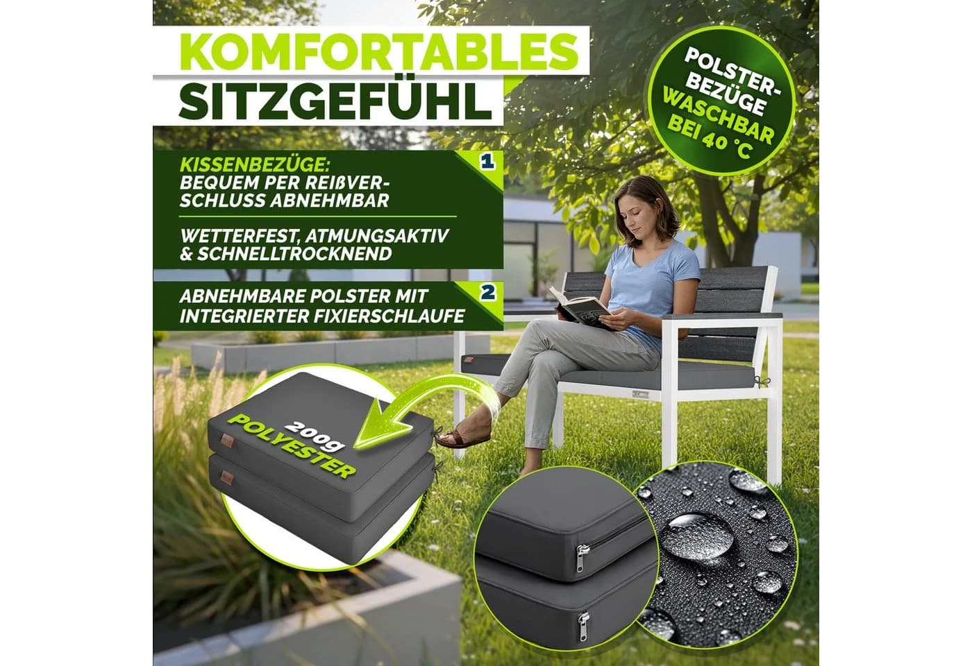 tillvex Gartenbank Holzoptik 300kg belastbar - Bild 3