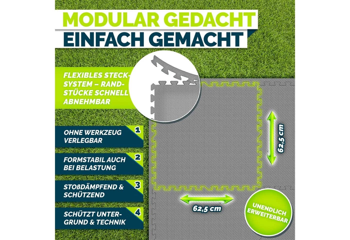tillvex Pool-Bodenschutzfliese Grau EVA-Schaumstoff