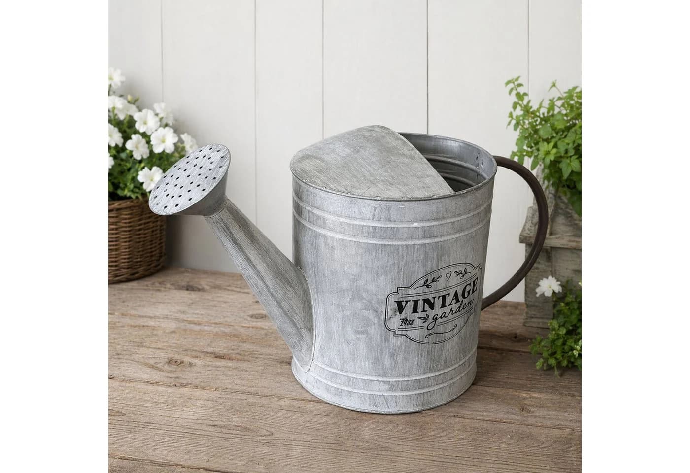 Mojawo Gießkanne Vintage 5 Liter verzinkt silber