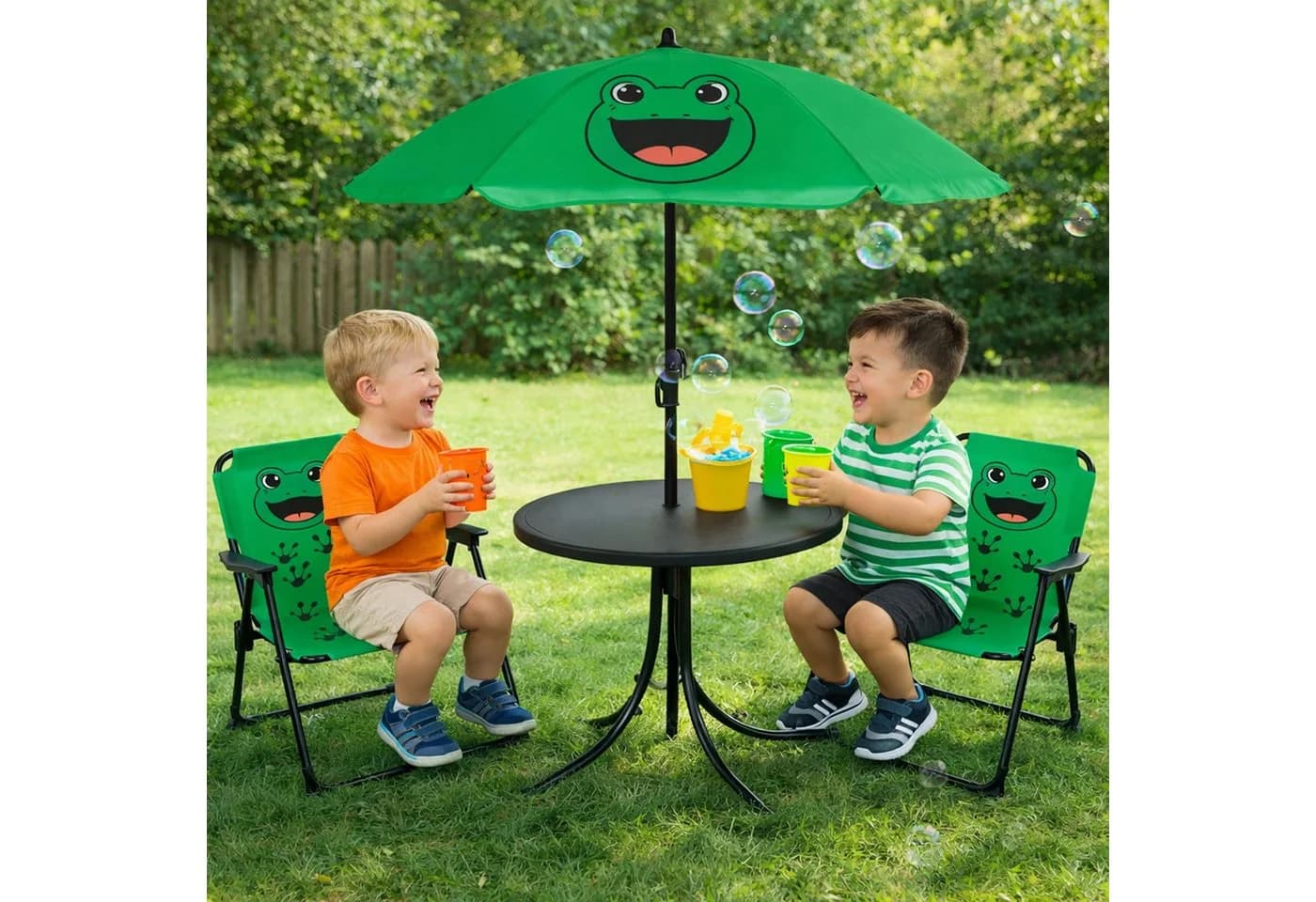 Mojawo Essgruppe 4tlg Kinder Campingmöbel Set Frosch Grün